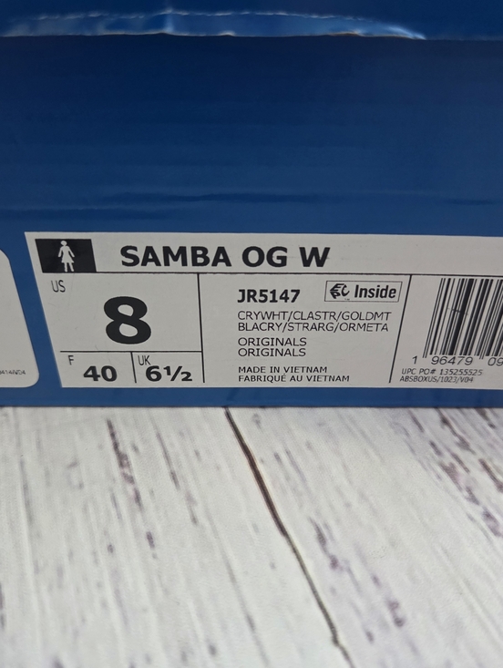 Adidas Samba OG Crystal White Clay Strata Sneakers JR5147 Women's Size 8 EUC - Picture 3 of 11